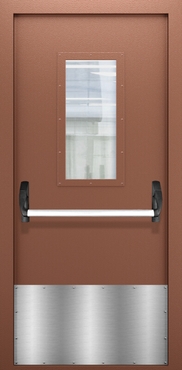 Однопольная противопожарная дверь со стеклом, отбойником и системой Антипаника ДПМО 01/60 (EI 60) — №02 (NEW)