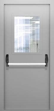 Однопольная дымогазонепроницаемая дверь со стеклом и системой Антипаника ДПМО 02/60 (EISW 60) — №09 (NEW)