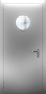 Однопольная нержавеющая дверь со стеклом ДПМО 01/60 (EI 60) — №07 (NEW)