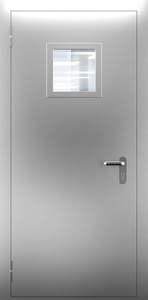 Однопольная нержавеющая дверь со стеклом ДПМО 01/60 (EI 60) — №01 (NEW)