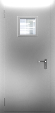 Однопольная противопожарная нержавеющая дверь со стеклом ДПМО 01/60 (EI 60) — №01 (NEW)