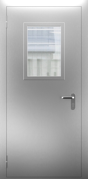 Однопольная противопожарная нержавеющая дверь со стеклом ДПМО 01/60 (EI 60) — №02 (NEW)