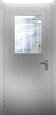 Однопольная противопожарная нержавеющая дверь со стеклом ДПМО 01/60 (EI 60) — №03 (NEW)