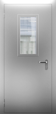 Однопольная нержавеющая дверь со стеклом ДПМО 01/60 (EI 60) — №04 (NEW)