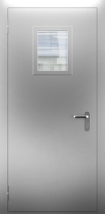 Однопольная нержавеющая дверь со стеклом ДПМО 01/60 (EI 60) — №06 (NEW)