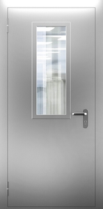 Однопольная нержавеющая дверь со стеклом ДПМО 01/60 (EI 60) — №09 (NEW)