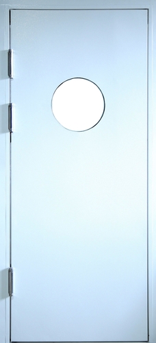 Однопольная техническая дверь с круглым стеклопакетом — 002