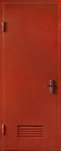 Однопольная техническая красная дверь с вентиляцией — 012