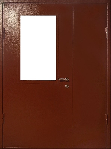 Полуторопольная техническая дверь со стеклом — 002