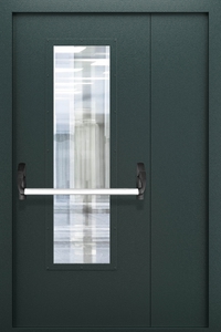 Полуторопольная дверь со стеклом и системой Антипаника ДПМО 02/60 (EIW 60) — №10 (NEW)