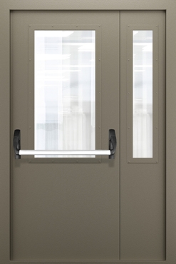 Полуторопольная противопожарная дверь со стеклом и системой Антипаника ДПМО 02/60 (EIW 60) — №11 (NEW)