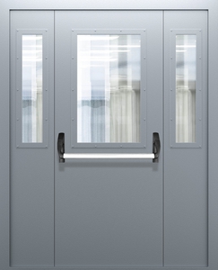 Полуторопольная дверь со стеклом и системой Антипаника ДПМО 02/60 (EIW 60) — №12 (NEW)