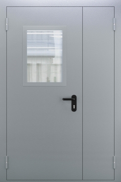 Полуторопольная дымогазонепроницаемая дверь со стеклом ДПМО 02/60 (EIS 60) — №04 (NEW)