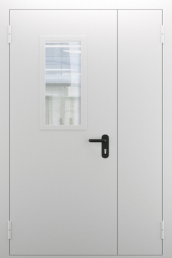 Полуторопольная дымогазонепроницаемая дверь со стеклом ДПМО 02/60 (EIS 60) — №05 (NEW)