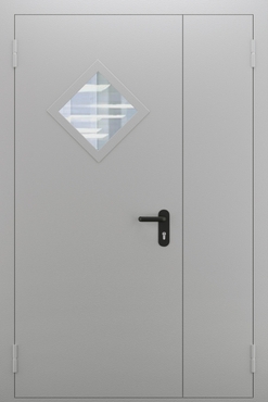 Полуторопольная дымогазонепроницаемая дверь со стеклом ДПМО 02/60 (EIS 60) — №08 (NEW)