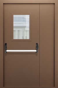 Полуторопольная дымогазонепроницаемая дверь со стеклом и системой Антипаника ДПМО 02/60 (EISW 60) — №08 (NEW)