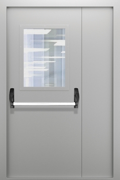 Полуторопольная дымогазонепроницаемая дверь со стеклом и системой Антипаника ДПМО 02/60 (EISW 60) — №09 (NEW)