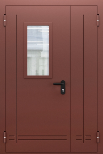 Полуторопольная противопожарная дверь с МДФ и стеклом ДПМО 02/60 (EI 60) — №02 (NEW)