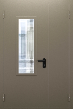 Полуторопольная противопожарная дверь со стеклом ДПМО 02/60 (EIW 60) — №10 (NEW)