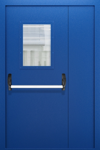 Полуторопольная дверь со стеклом и системой Антипаника ДПМО 02/60 (EI 60) — №01 (NEW)