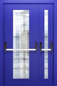 Полуторопольная дверь со стеклом и системой Антипаника ДПМО 02/60 (EIW 60) — №03 (NEW)