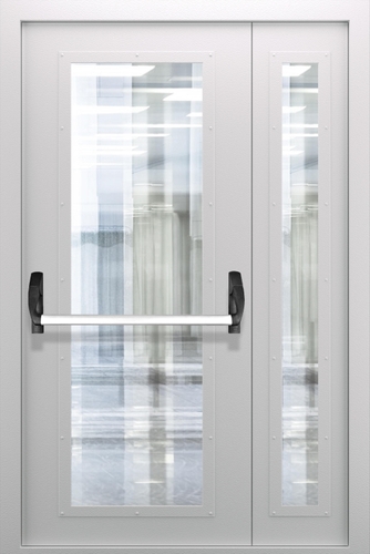 Полуторопольная дверь со стеклом и системой Антипаника ДПМО 02/60 (EIW 60) — №05 (NEW)
