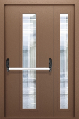 Полуторопольная дверь со стеклом и системой Антипаника ДПМО 02/60 (EIW 60) — №07 (NEW)