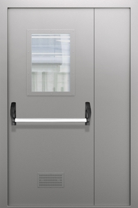 Полуторопольная дверь со стеклом и системой Антипаника ДПМО 02/60 (EI 60) — №07 (NEW)