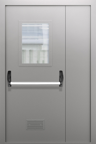 Полуторопольная дверь со стеклом и системой Антипаника ДПМО 02/60 (EI 60) — №07 (NEW)