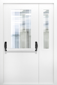 Полуторопольная дверь со стеклом и системой Антипаника ДПМО 02/60 (EIW 60) — №09 (NEW)