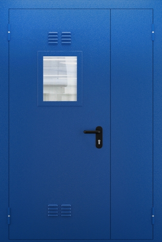 Полуторопольная противопожарная дверь со стеклом и вентиляцией ДПМО 02/60 (EI 60) — №07 (NEW)