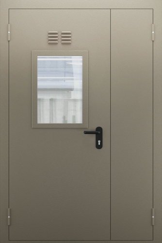 Полуторопольная противопожарная дверь со стеклом и вентиляцией ДПМО 02/60 (EI 60) — №08 (NEW)