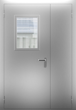 Полуторопольная противопожарная нержавеющая дверь со стеклом ДПМО 02/60 (EI 60) — №02 (NEW)