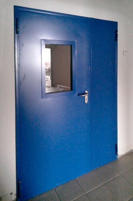 Синяя остекленная полуторная дверь