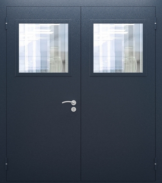 Техническая двупольная дверь со стеклом — №02 (NEW)