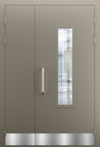 Техническая полуторопольная дверь со стеклом и отбойником — №02 (NEW)