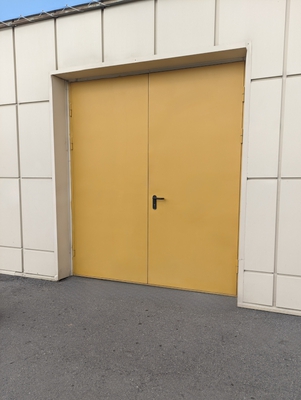 Желтая двустворчатая дверь